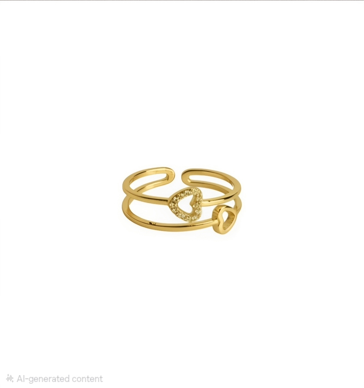 Twin Heart Crystal Adjustable Ring